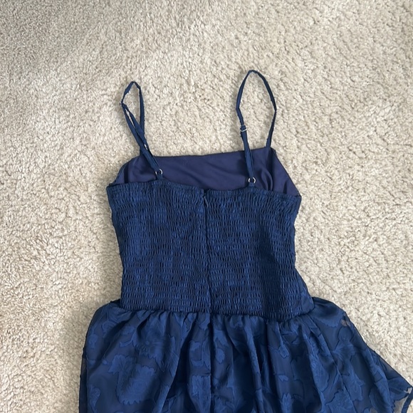 Lulu’s Navy Blue Floral Tiered Dress - XS - Picture 5 of 7